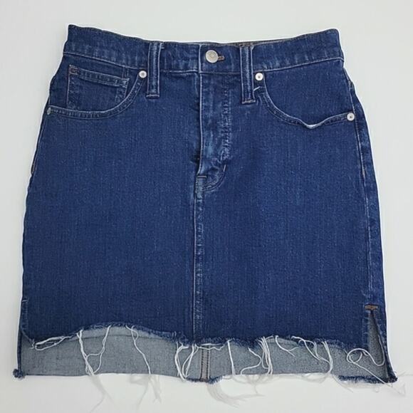 Madewell Stretch Denim Straight Mini Skirt Step-Hem Edition 26 - Picture 1 of 16
